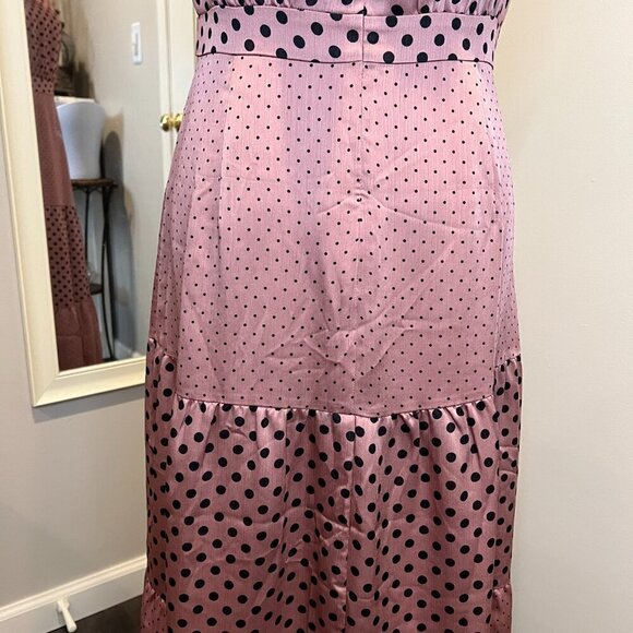 Ted Baker Izzie Dusty Pink Mix Polka Dot Midi Dress, Size 2 (US Size 6) - Picture 13 of 16